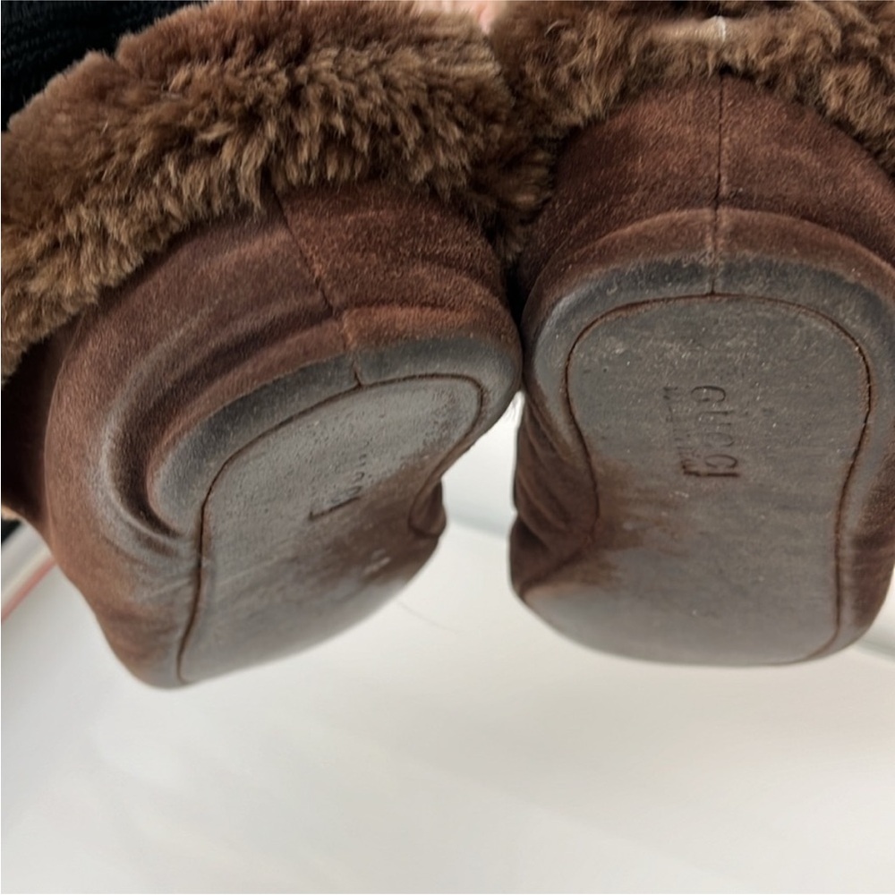 Gucci Brown Shearling Horsebit Loafers - Picture 9 of 14